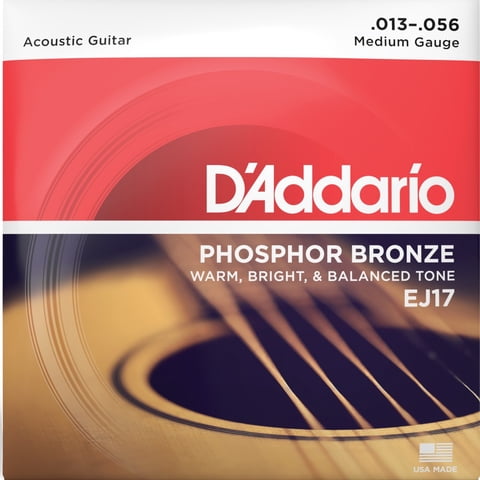 Set Cuerdas Guitarra Acústica Fósforo Bronze 13-56 Ej17 Daddario