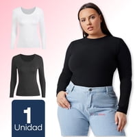 Mas Clothing - Camiseta Polar Manga Larga Primera Capa Mujer Polera Blanco Y Negro