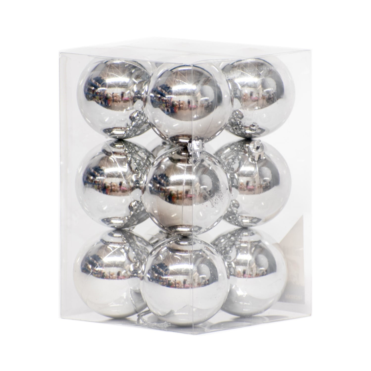 Wakeshome - Pack 12 Esferas Navidad Bambalinas 6cm Adornos Para Arbolito Plateado