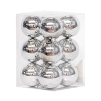 Wakeshome - Pack 12 Esferas Navidad Bambalinas 6Cm Adornos Para Arbolito Plateado