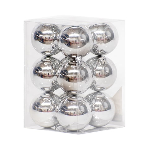 Wakeshome - Pack 12 Esferas Navidad Bambalinas 6Cm Adornos Para Arbolito Plateado