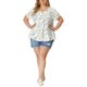 thumbnail image 2 of Agnes Orinda Blusas Casuales de Manga Corta con Tapeta Floral para Mujer de Talla Grande Peplum 6X Blanco, 2 of 8