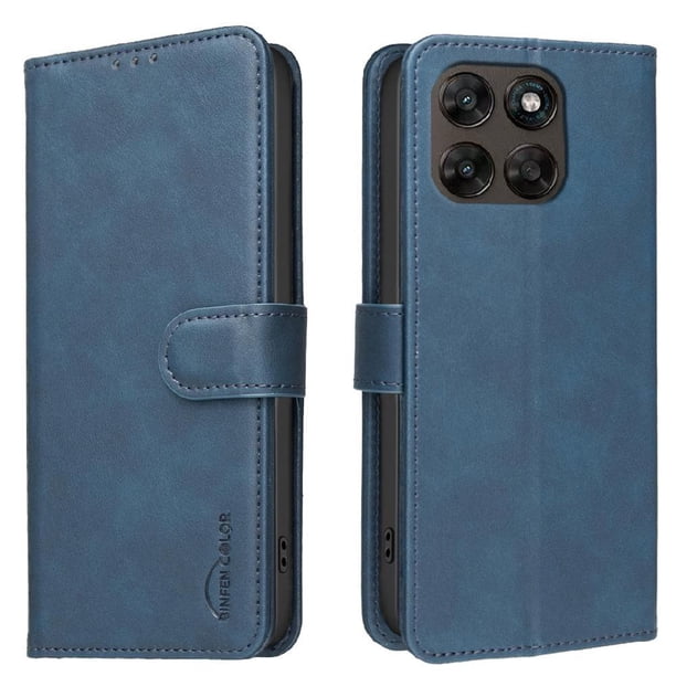 Funda Billetera para Motorola Moto G77 Protección RFID y Soporte Ajustable Azul
