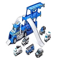 Genérico - Mega Camion De Policia Con Rampa Y Carritos