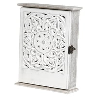 Magideal - Caja De Llaves Organizador Colgador De Pared Caja De Almacenamiento Colgador De Ganchos Soporte Metálico Madera Resistente Adecuado Para Oficina Hogar Blanco