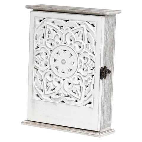 Magideal - Caja De Llaves Organizador Colgador De Pared Caja De Almacenamiento Colgador De Ganchos Soporte Metálico Madera Resistente Adecuado Para Oficina Hogar Blanco