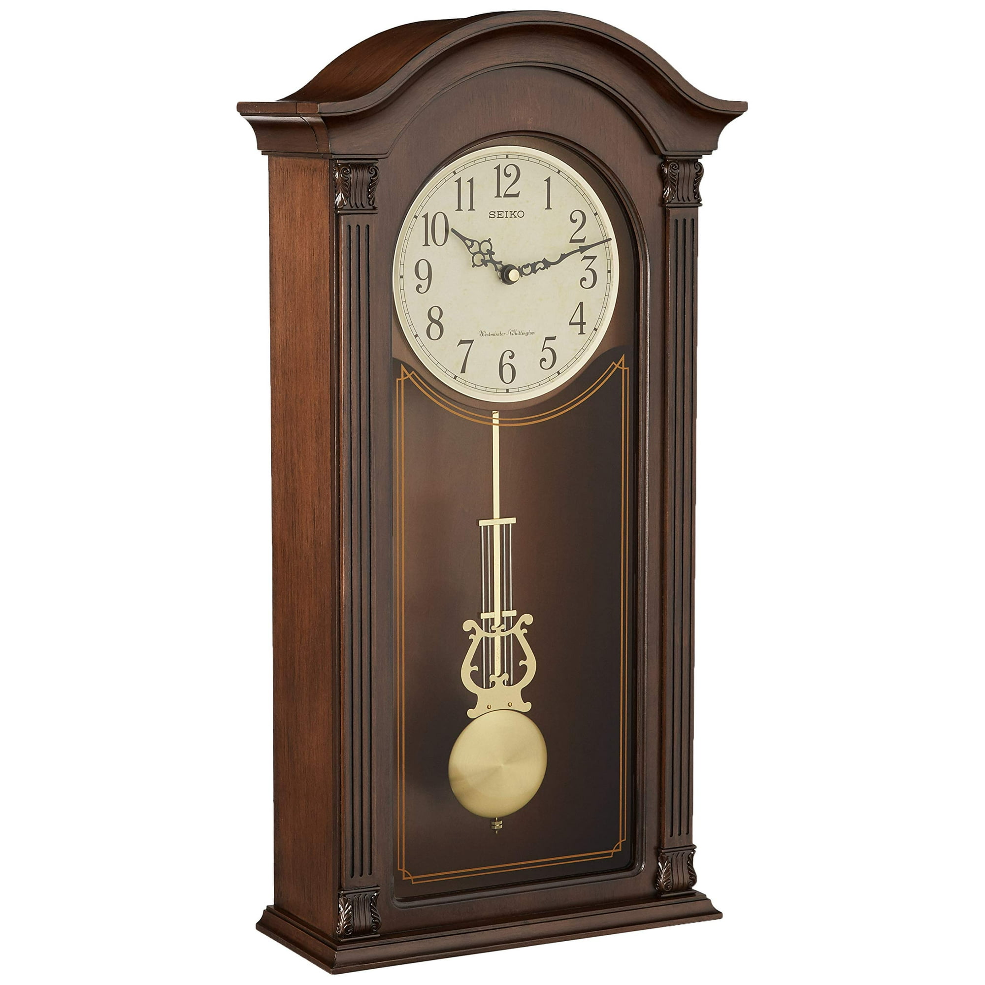 Reloj De Pared Seiko En Tono Dorado Con Péndulo Y Campanillas Dobles