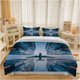 thumbnail image 1 of 3pcs Skyscraper-Passing Jumbo Airplane Pattern Bedding Set Soft and Comfortable Bedding Set Suitable for All Seasons, 1 of 5