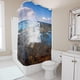 thumbnail image 1 of Cortina de ducha con diseño de olas, juego de cortinas de baño con ganchos, tamaño 48 x 72 pulgadas, 1 of 3