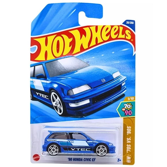 Modelo a Escala Hot Wheels Honda Civic EF Azul 1990 1:64
