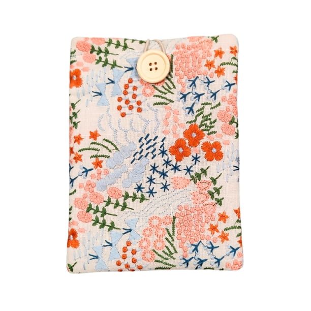 Funda para Kindle con motivos florales bordados de lino y algodón con diseños de Zosiana
