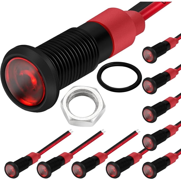 DaierTek Luz Indicadora LED Roja de 12 V y 6 mm, Set de 10 Unidades