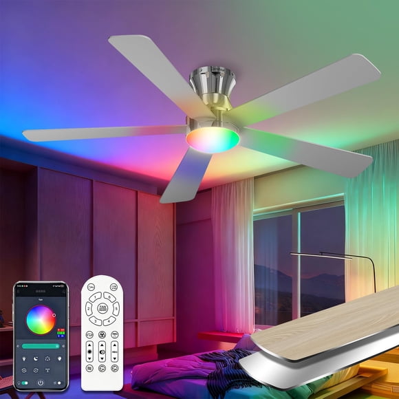 Ventilador de techo Carrefour 122 cm RGB con control remoto inteligente