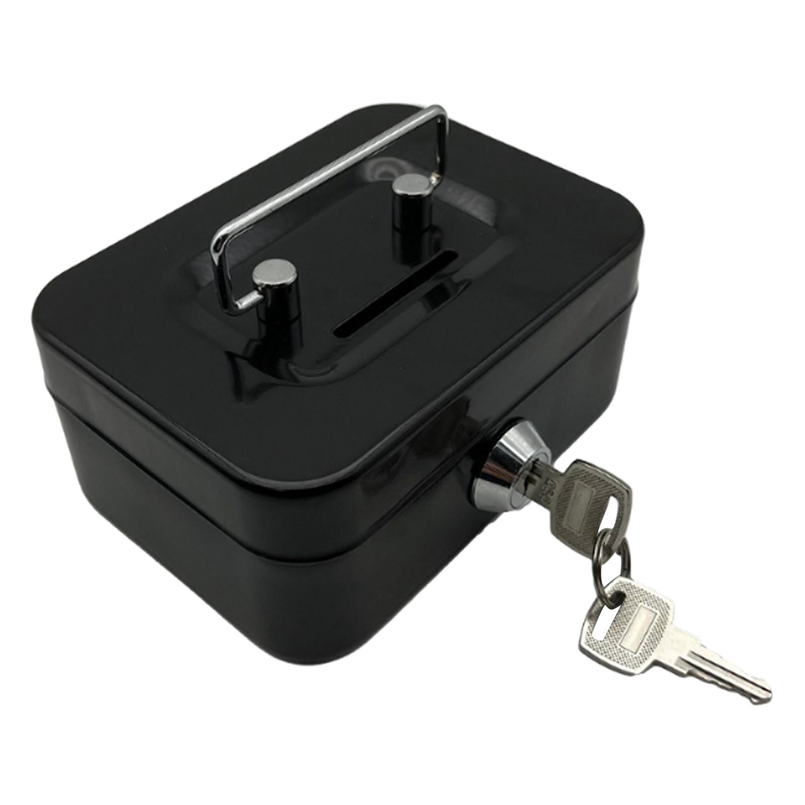 Magideal - Caja De Dinero Con Bloqueo De Tesoro De Bloqueo De Bosquecedor De Metal Pequeño Estuche Portátil De Caja De Reclutamiento De Cajas De Recuerdos Para Negro