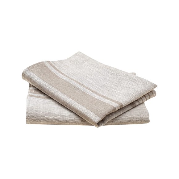 Toalla LINENVIBE de Lino Paquete de 2 - 265 GSM Rayas Marrón Claro