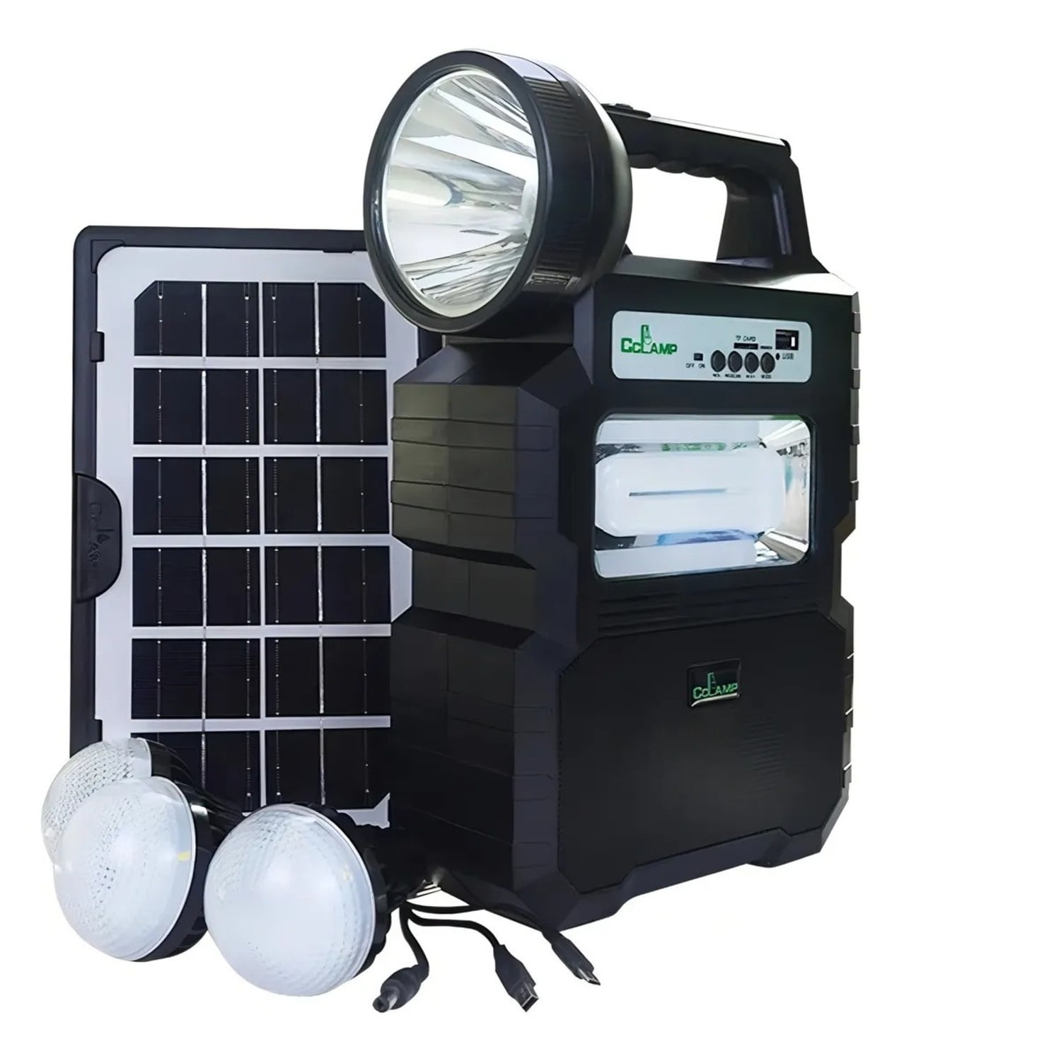 Genérico - Kit Lampara Solar De Camping Usb + Radio + Bluetooth Color Negro