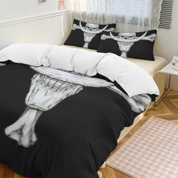 Whitebeard Pirates Bed Duvet Cover Funny Anime Cartoon Bedding Sets Lightweight 3 Piece Comforter Sets
