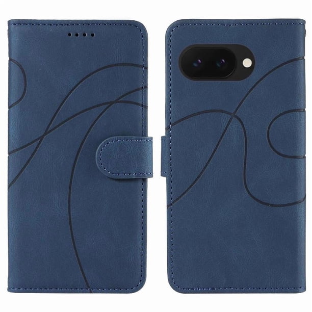 Funda tipo cartera con tapa para Google Pixel 9A con tarjetero, soporte y cubierta magnética Azul