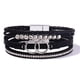 thumbnail image 1 of Pulseras bohemias envolventes de cuero, brazaletes de cuentas doradas para mujer, pulseras infinitas apilables, joyería con cierre, 1 of 6