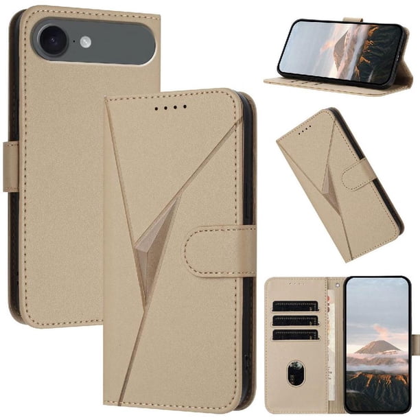 Funda Cartera Fibra de Carbono para iPhone Air con Soporte y Cierre Magnético Oro