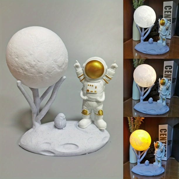 1pc Cute Mini Night Light, Moon Cute Figure Light Rechargeable Astronaut Decoration Astronaut Lamp Tabletop Light Healing Astronaut Astronaut Creative Gift Car Carrying Inside Cake Decoration Luminous