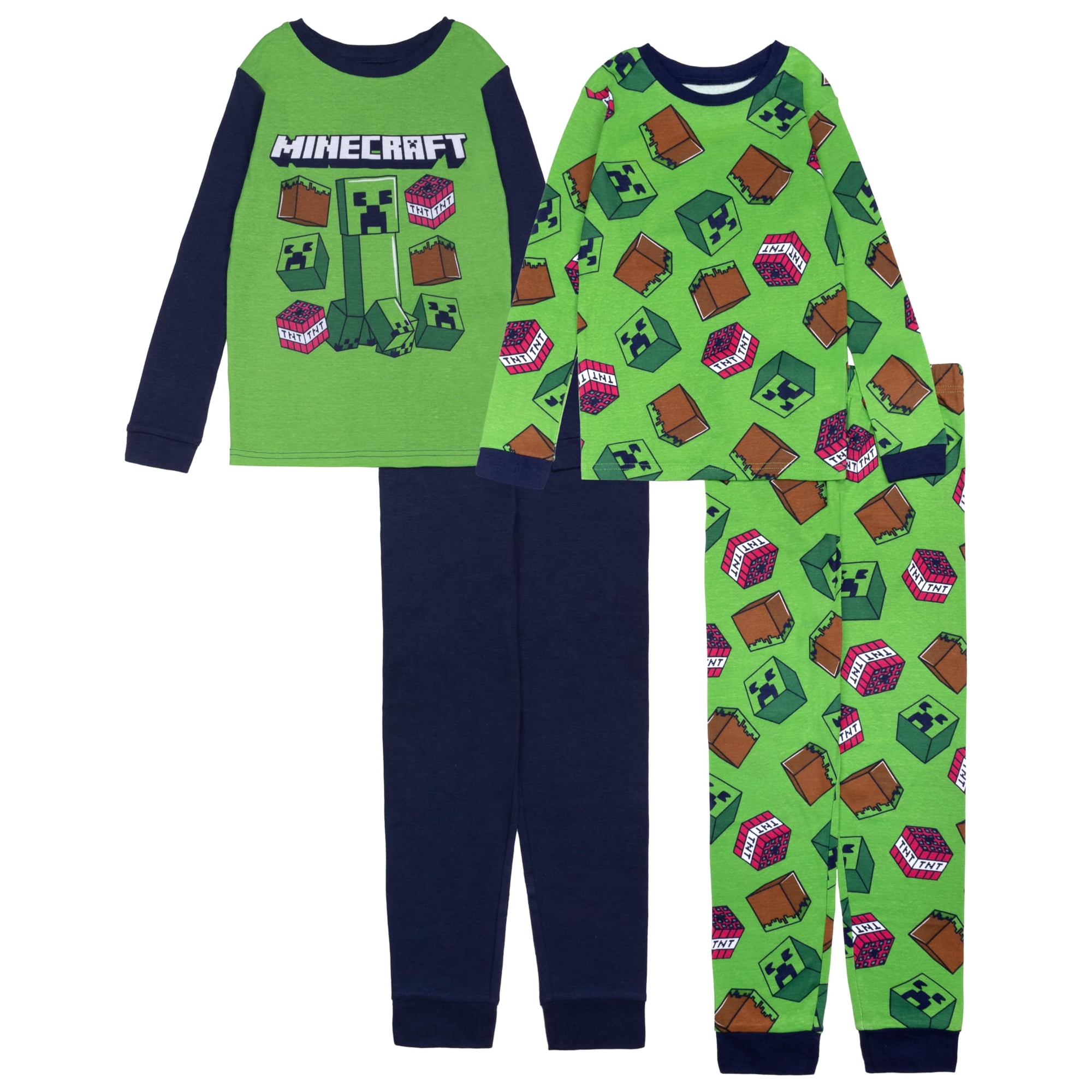 Pijama De Algodón Para Niños Minecraft De 4 Piezas Talla 10