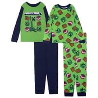 Pijama De Algodón Para Niños Minecraft De 4 Piezas Talla 10