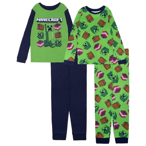 Pijama De Algodón Para Niños Minecraft De 4 Piezas Talla 10