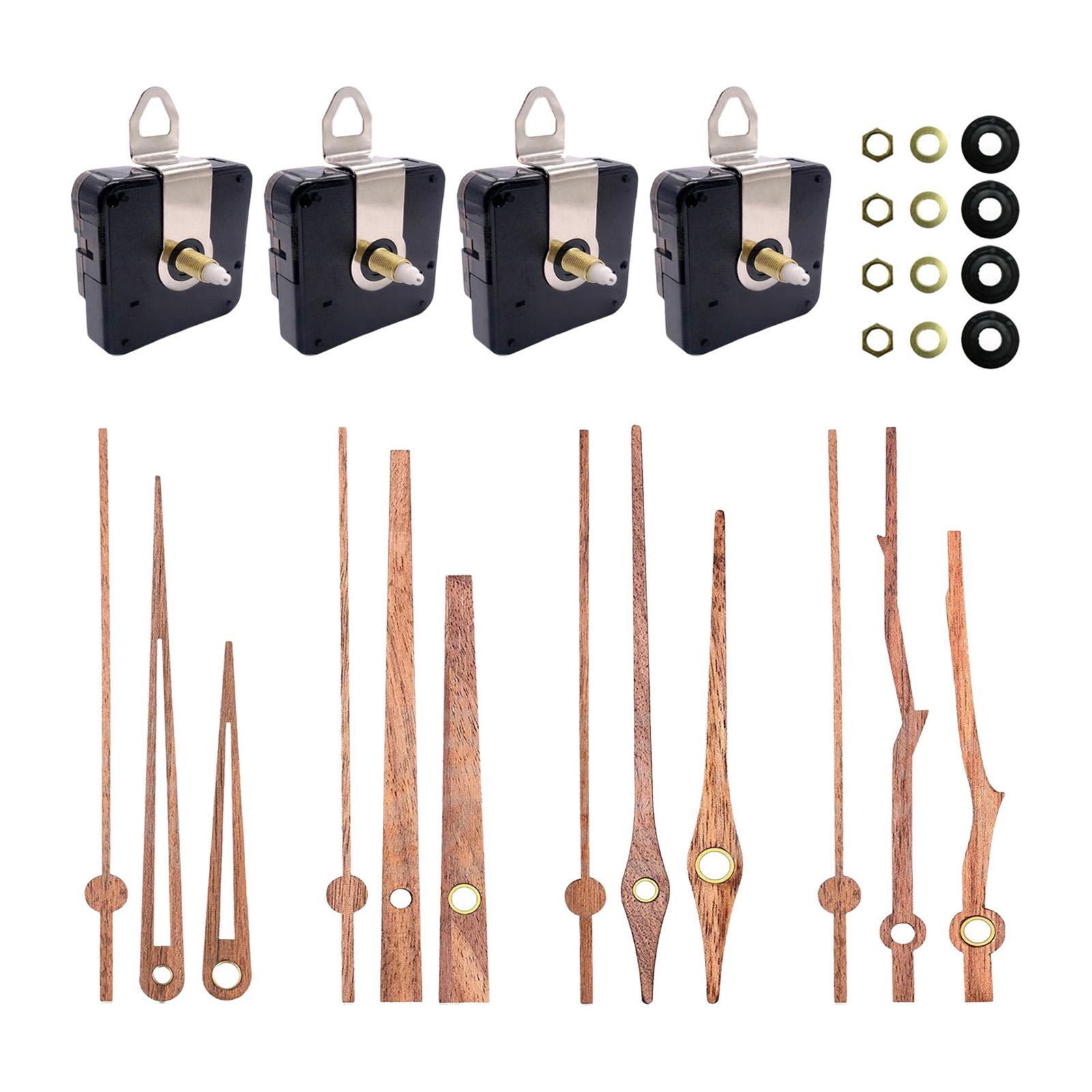 Magideal - Movimiento De Reloj De 4 Piezas Con Manecillas De Nogal, Accesorios De Reloj, Movimiento De Reloj De Eje Largo Silencioso Para Reemplazos De Reparació