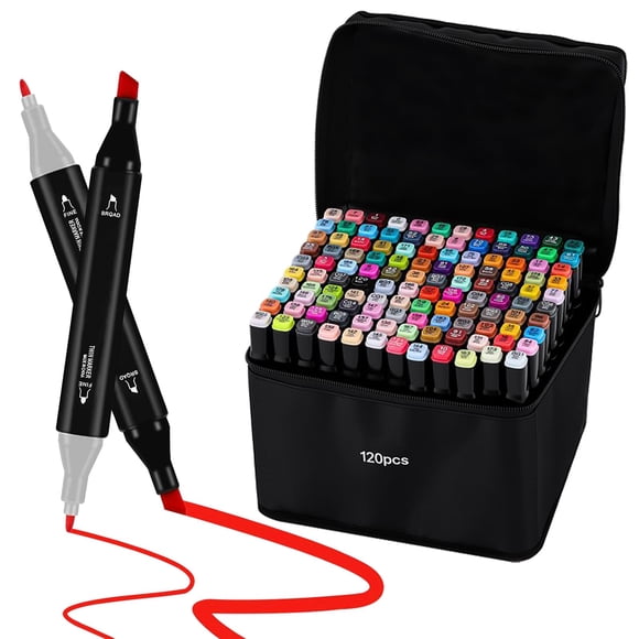 Marcadores Cautyfky 120 colores de punta doble a base de alcohol
