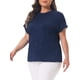 thumbnail image 4 of Agnes Orinda Blusas Casuales de Manga Corta con Cuello Redondo Texturizado para Mujer de Talla Grande 4X Azul Marino, 4 of 6
