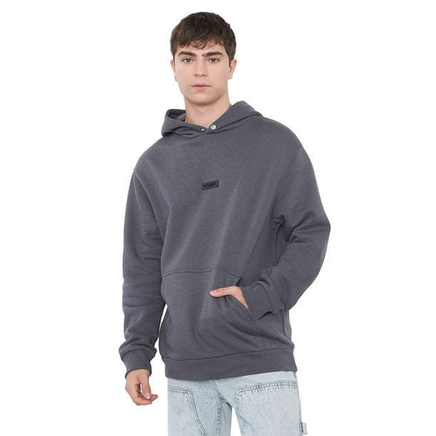 Polerón Hombre Hoodie Snap Y Print Gris Corona