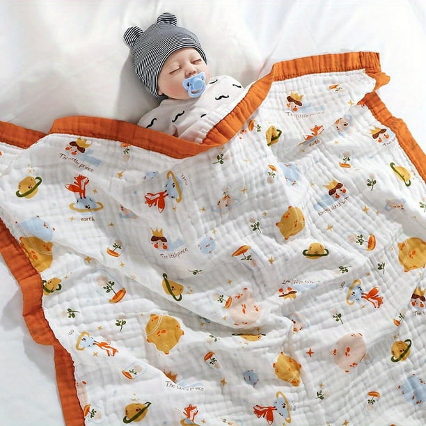 Baby Bath Towel For Girl Boy, 43" X 43" 100% Cotton Baby Blanket, Newborn 6-layer Muslin Cotton Gauze Soft Absorbent Swaddle Blanket, Shower Wipe