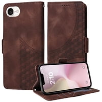 Carcasa Foxdock Iphone 16E De Cuero Pu, Diseño Acolchado Clásico, Protección Contra Caídas Y Rayones