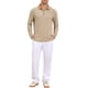 thumbnail image 2 of INSPIRE CHIC Camisas Polo Texturizadas para Hombre de Manga Larga con Cremallera Cuarto para Golf Talla S Caqui, 2 of 6