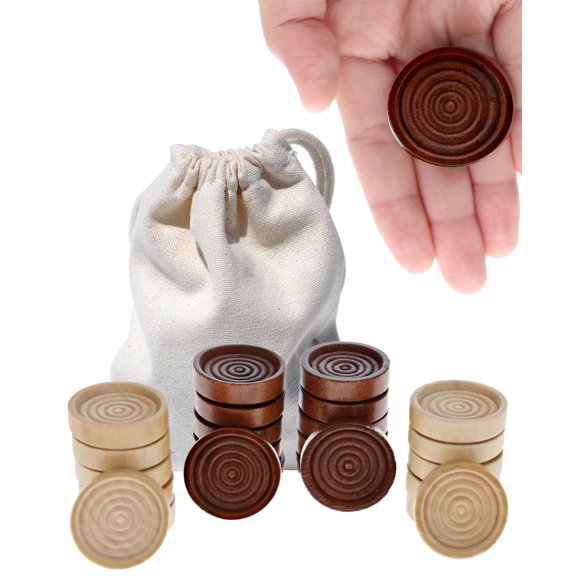Checker Pieces WE Games de madera de 3,8 cm con bolsa de almacenamiento