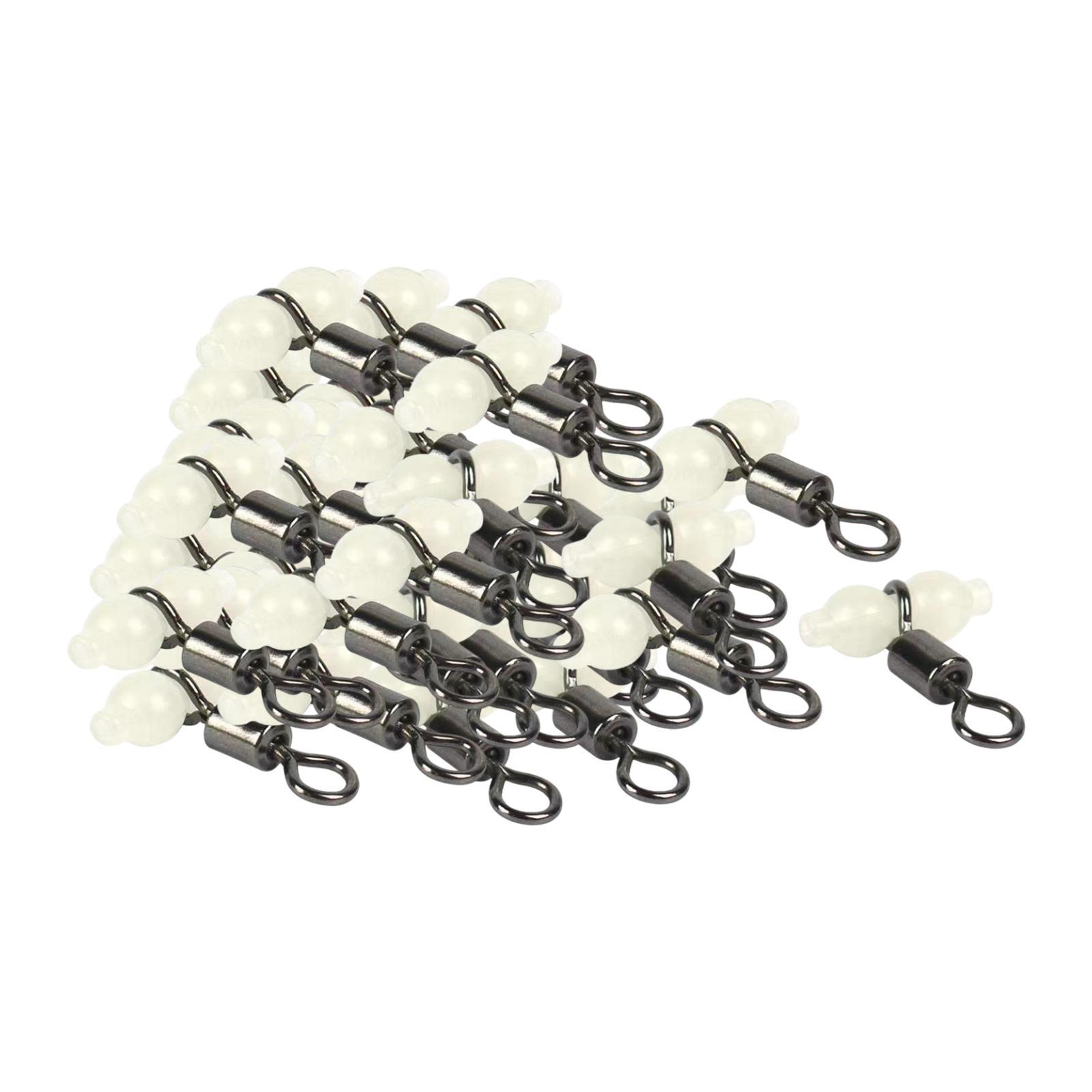 Ioensy - 100X Eslabones Giratorios De Pesca Con Cuentas Luminosas Para Aparejos De Bagre, Pesca En Barco, Agua Dulce Pequeña