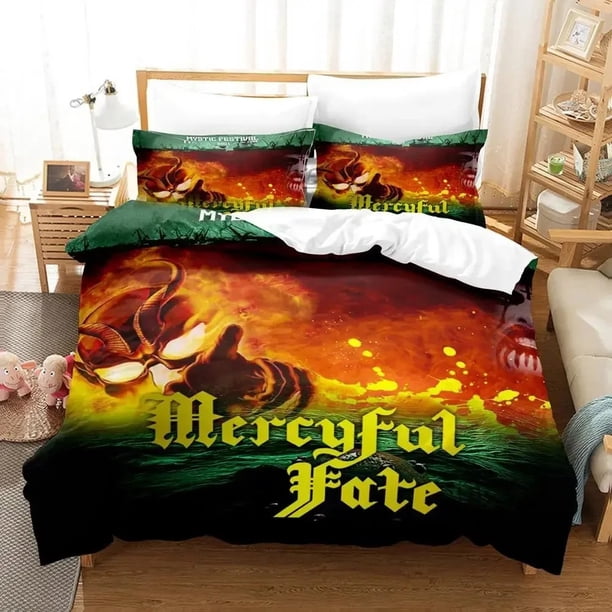 x2443 Bed Sheets-sided Printed Quilt Cover Mercyful Fate Pattern Duvet Bedding Set Comfortable Bedspreads Duvet Cover Birthday Gift 3-Piece Bedding Set (1 Duvet Cover + 2 Pillow Shams) nj2443