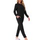 thumbnail image 4 of INSPIRE CHIC Conjunto de Pijama de Punto con Estampado de Estrellas para Mujer Regreso a Clases Suave Manga Larga Cuello Redondo Top y Pantalones Jogger Ropa de Dormir con Bolsillos XL Negro, 4 of 5
