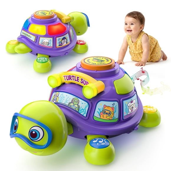 Tortuga musical para gatear Zardali para bebés de 6 a 12 meses con sonido
