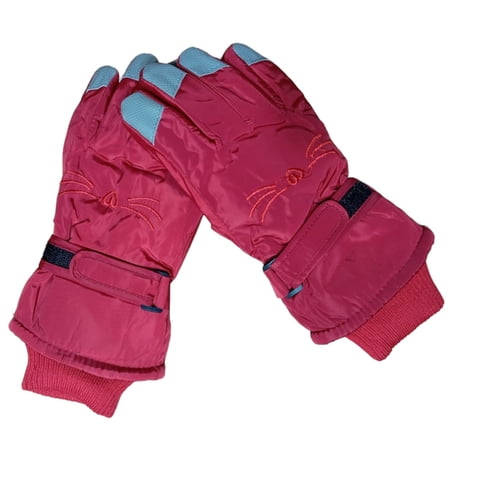 Hn - Guantes De Niños Para Nieve, Invierno. Diseño Bigotes Gato Rojo