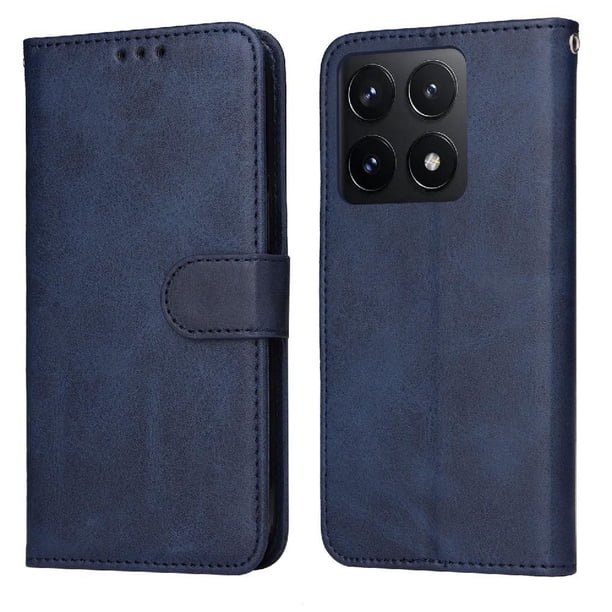 Funda Billetera para Xiaomi 14T con Porta Tarjetas y Soporte Ajustable Azul