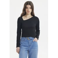 Fashionspark - Polera Mujer Cuello Asimétrico Negro - Lll