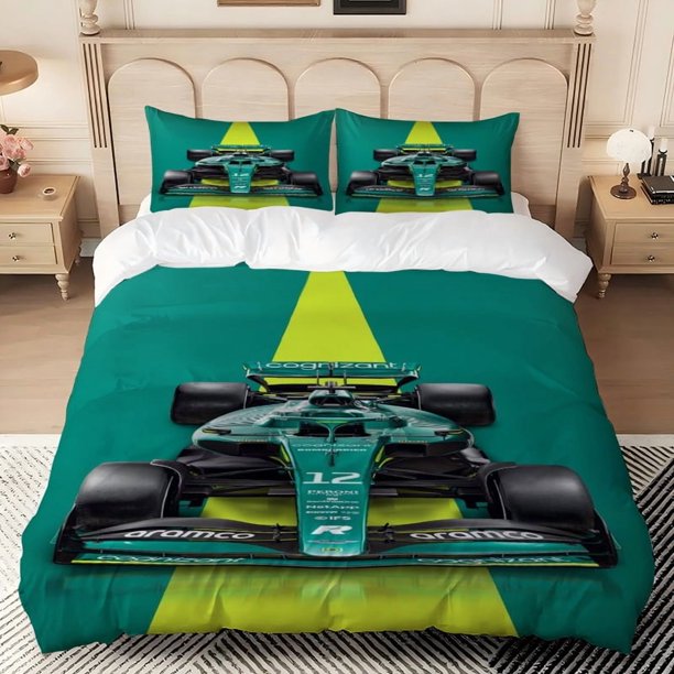 Aston Racing Themed bedding Including 1 Duvet Cover And 2 Pillowcases