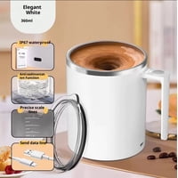 Xusx111 - Taza De Café De Auto Agitación 12.2 Oz, Taza De Mezcla Eléctrica Con Agitador Magnético Y Anti-Sedimentación, Taza De Viaje Recargable Para Café, Leche, Cacao Caliente (Blanco)