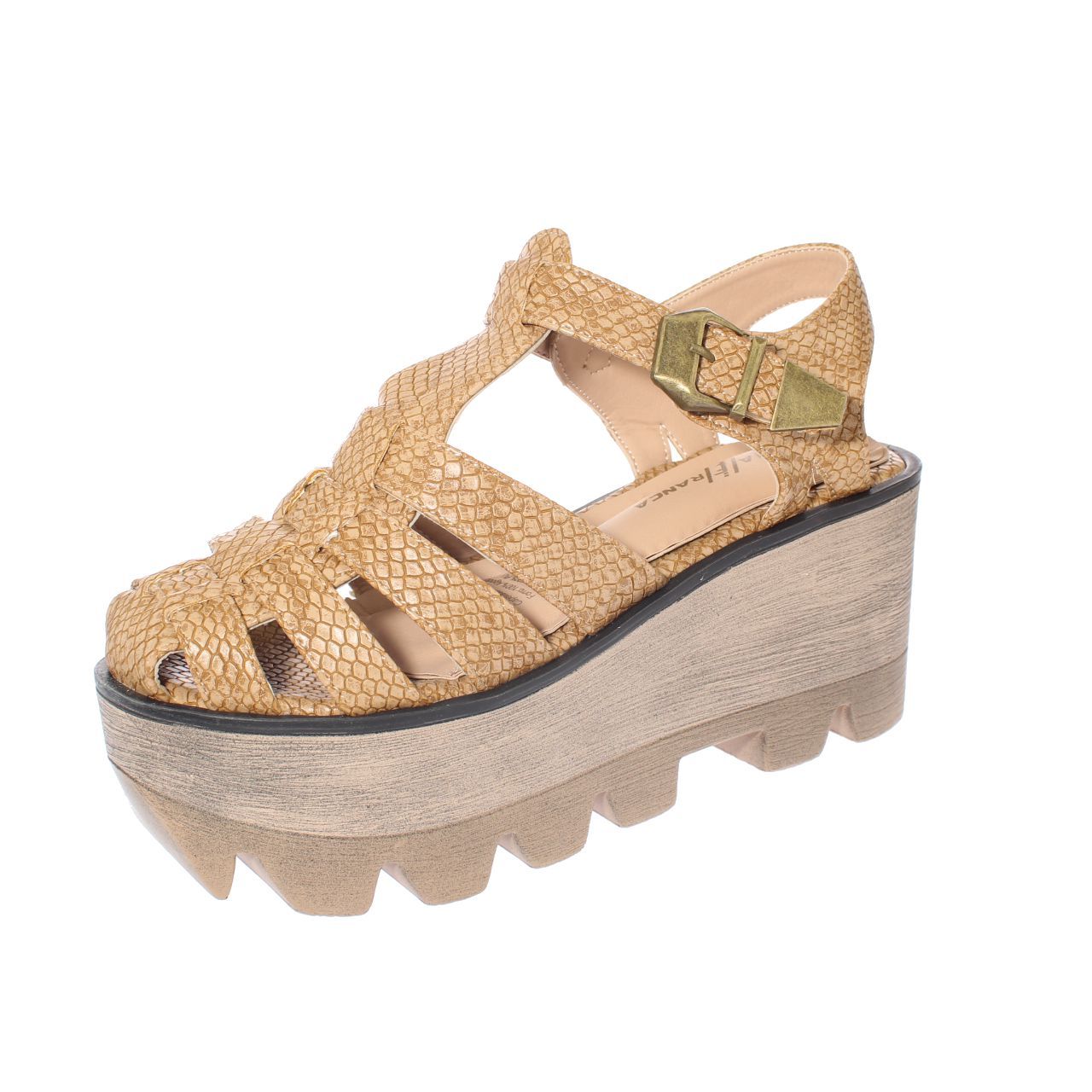 Sandalia Plataforma Beige Vía Franca