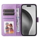 thumbnail image 3 of Funda tipo cartera FOXDOCK para iPhone 16 Pro , diseño girasol en relieve, cuero PU, cierre magnético, soporte y tarjetero, 3 of 5