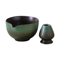 Magideal - Tazón De Matcha Con Soporte Para Batir Tazón De Té Té De Té Tazón De Mezcla, 430 Ml, Cerámica, Para El Dormitorio De Oficina Ceremonial Tradicional Verde