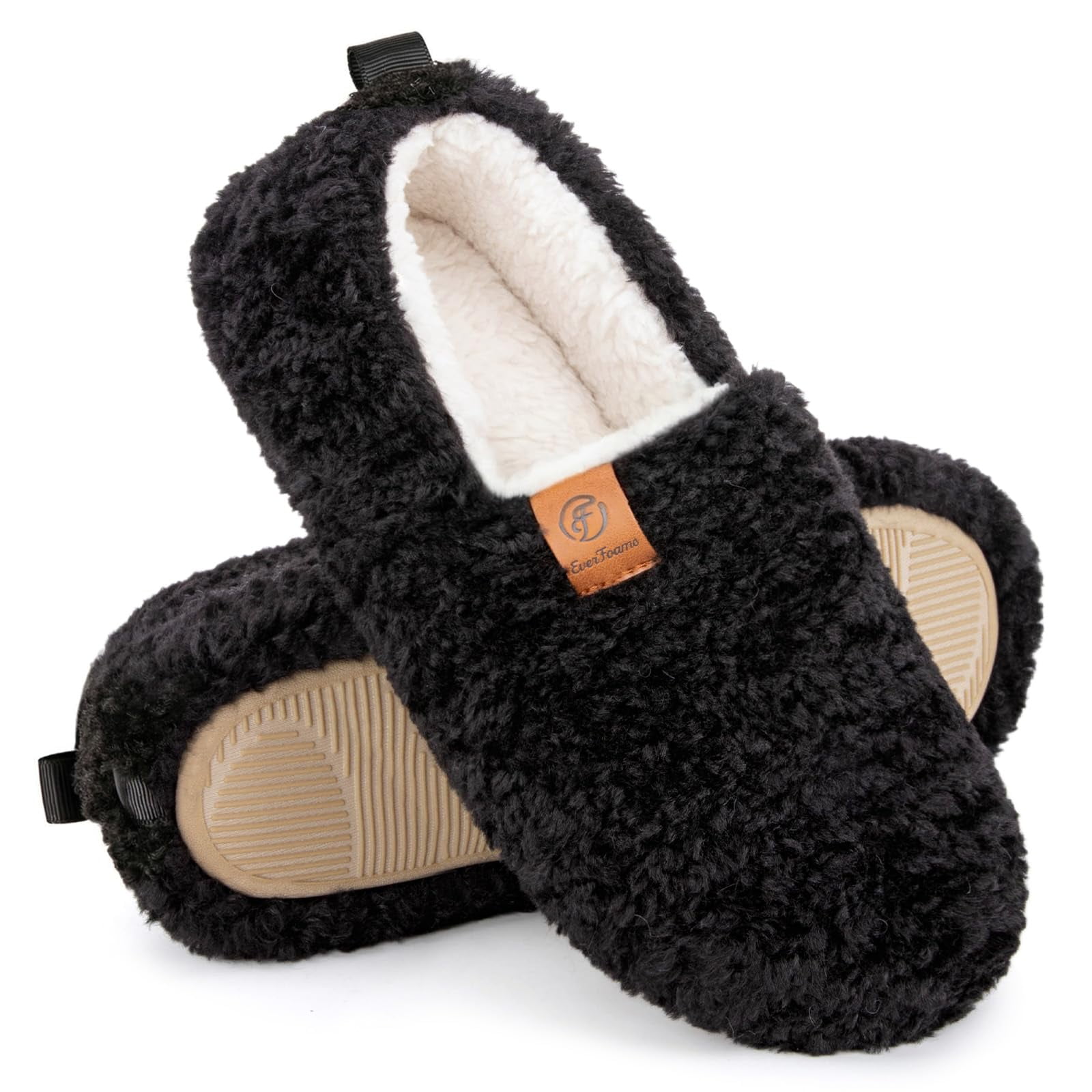 Zapatillas Everfoams Para Mujer, Suaves Y Rizadas, De Espuma Viscoelástica, Color Negro