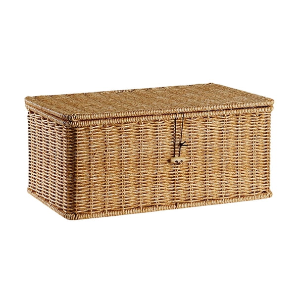 Canasta de almacenamiento con tapa Organizador doméstico de almacenamiento Rectangular para la mesa de la sala de estar Pantelera de baño de cocina de 29CMX21CMX15CM